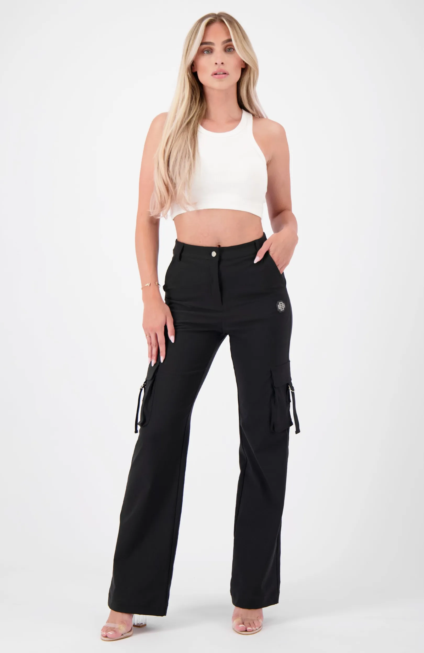 BELTED CARGO broek | Zwart