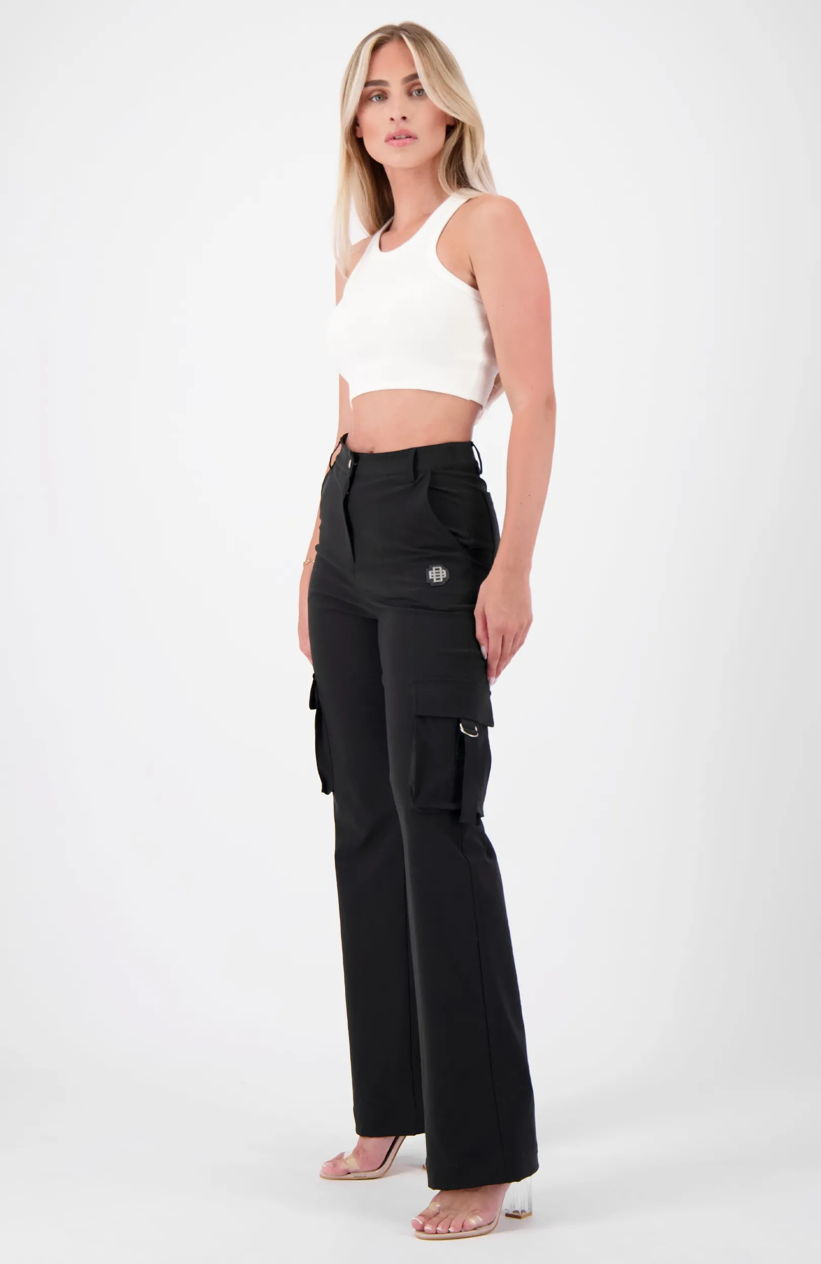 BELTED CARGO broek | Zwart