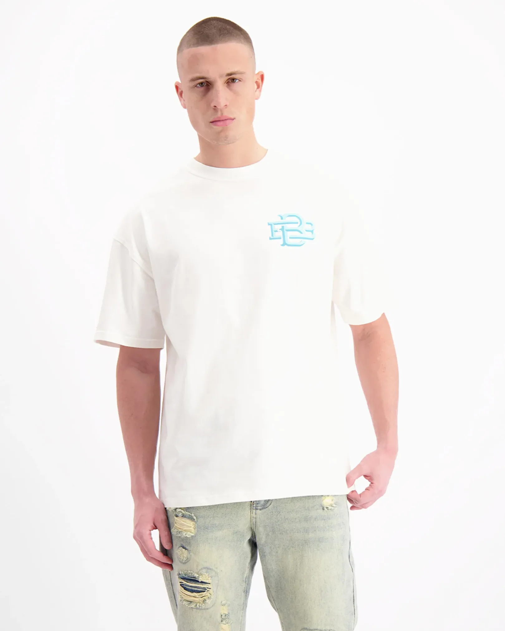 BLOCK MONOGRAM T-SHIRT | Wit