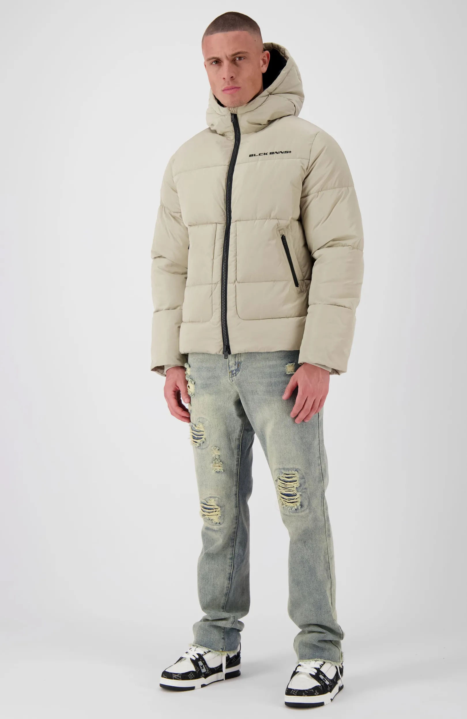 BLOCK PUFFER JACKET | Zand