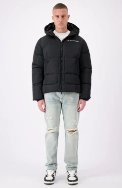 BLOCK PUFFER JACKET | Zwart