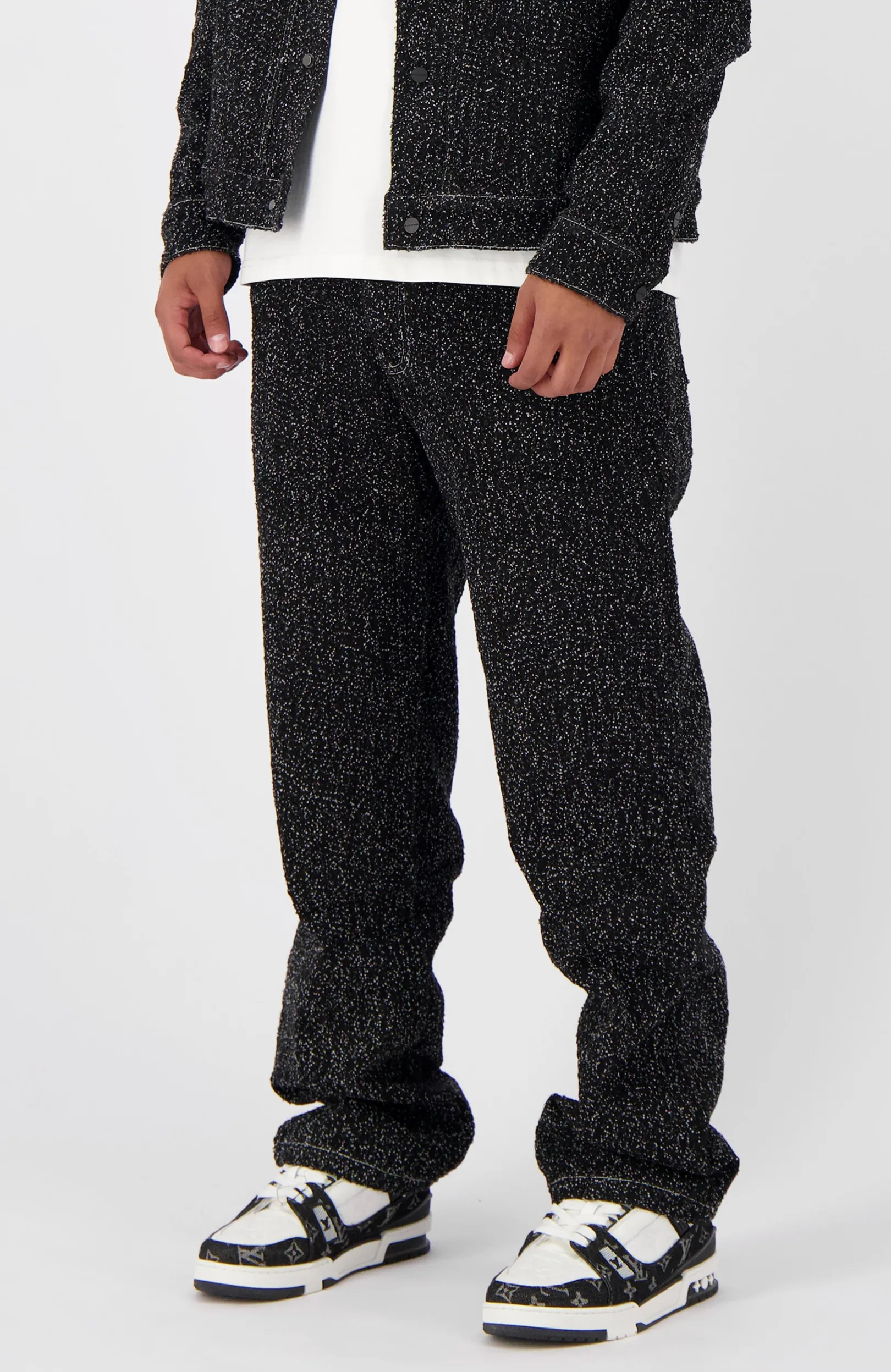 BOUCLE DENIM broek | Zwart