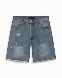 CUT OFF DENIM SHORTS | Donkerblauw