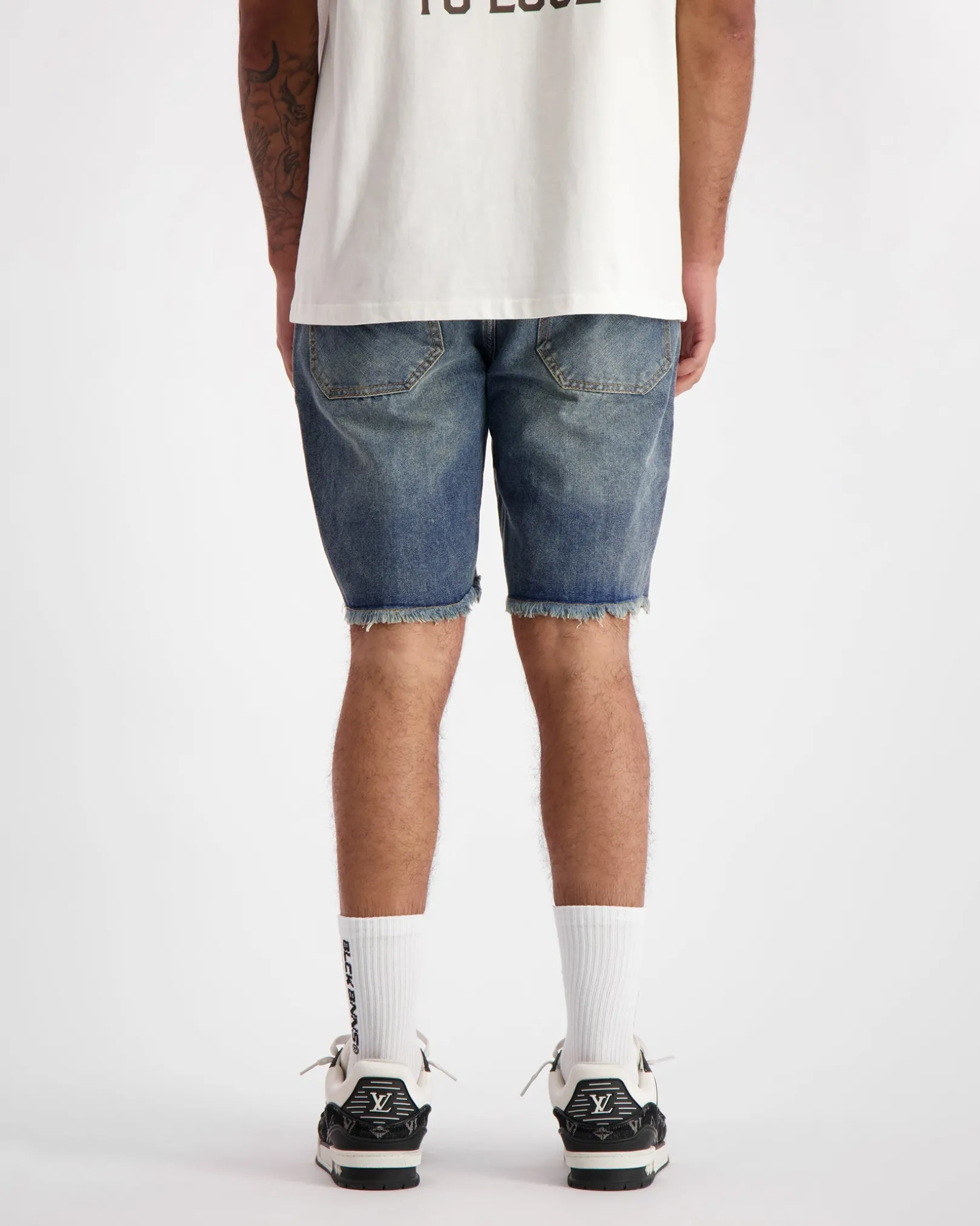 CUT OFF DENIM SHORTS | Donkerblauw