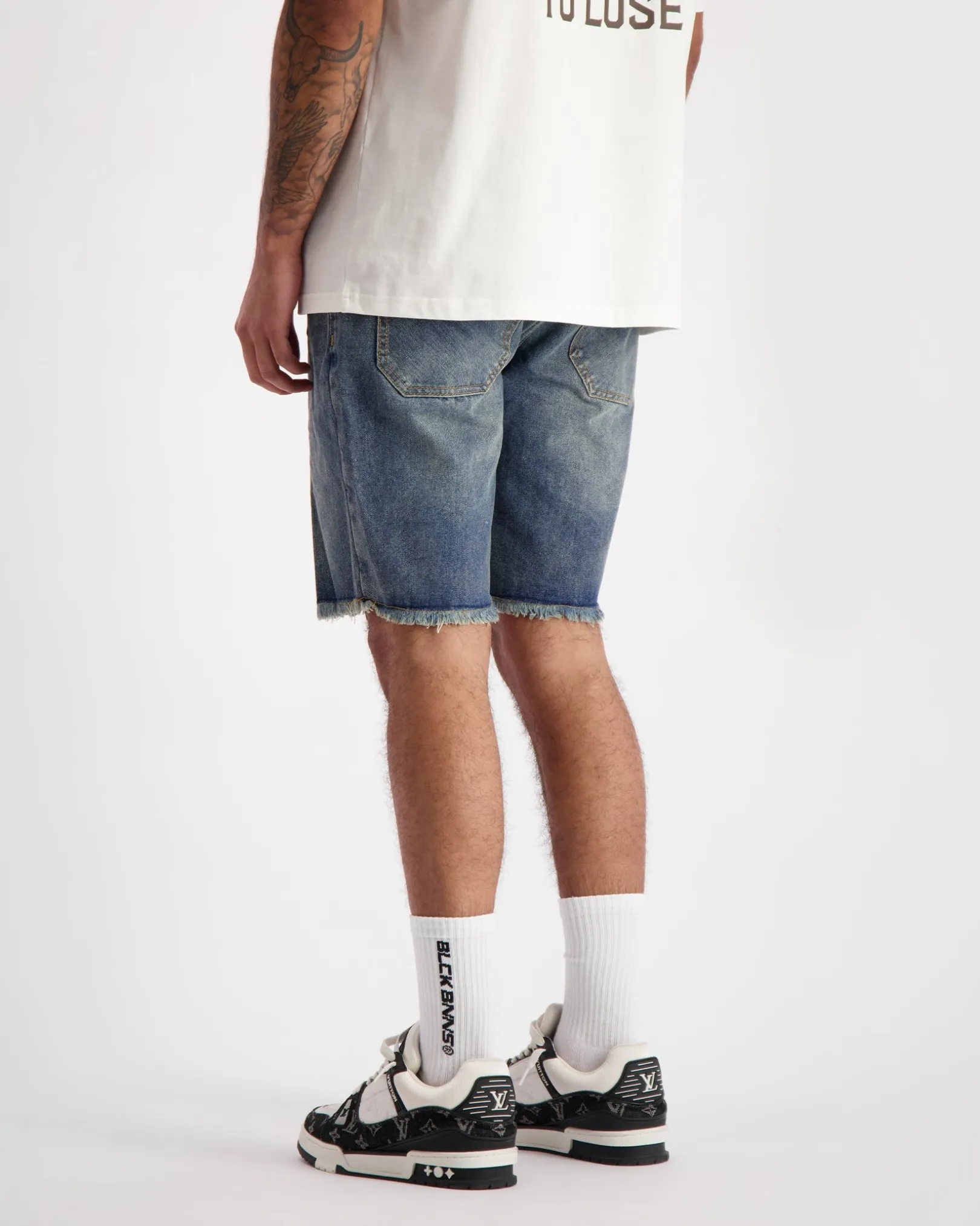 CUT OFF DENIM SHORTS | Donkerblauw