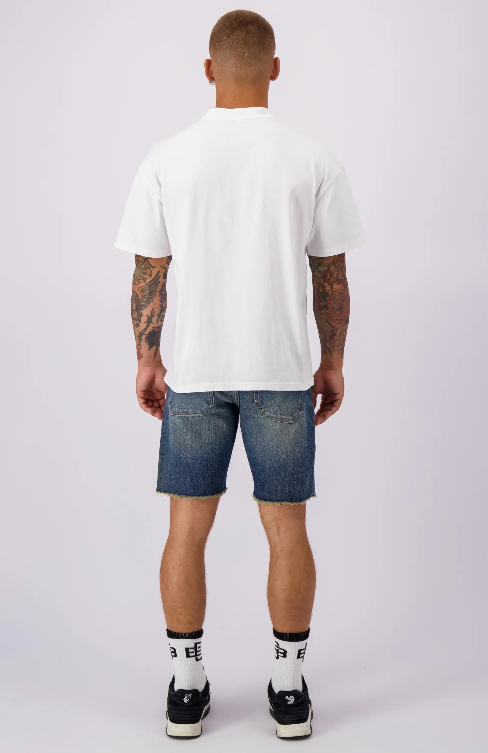 CUT OFF DENIM SHORTS | Donkerblauw