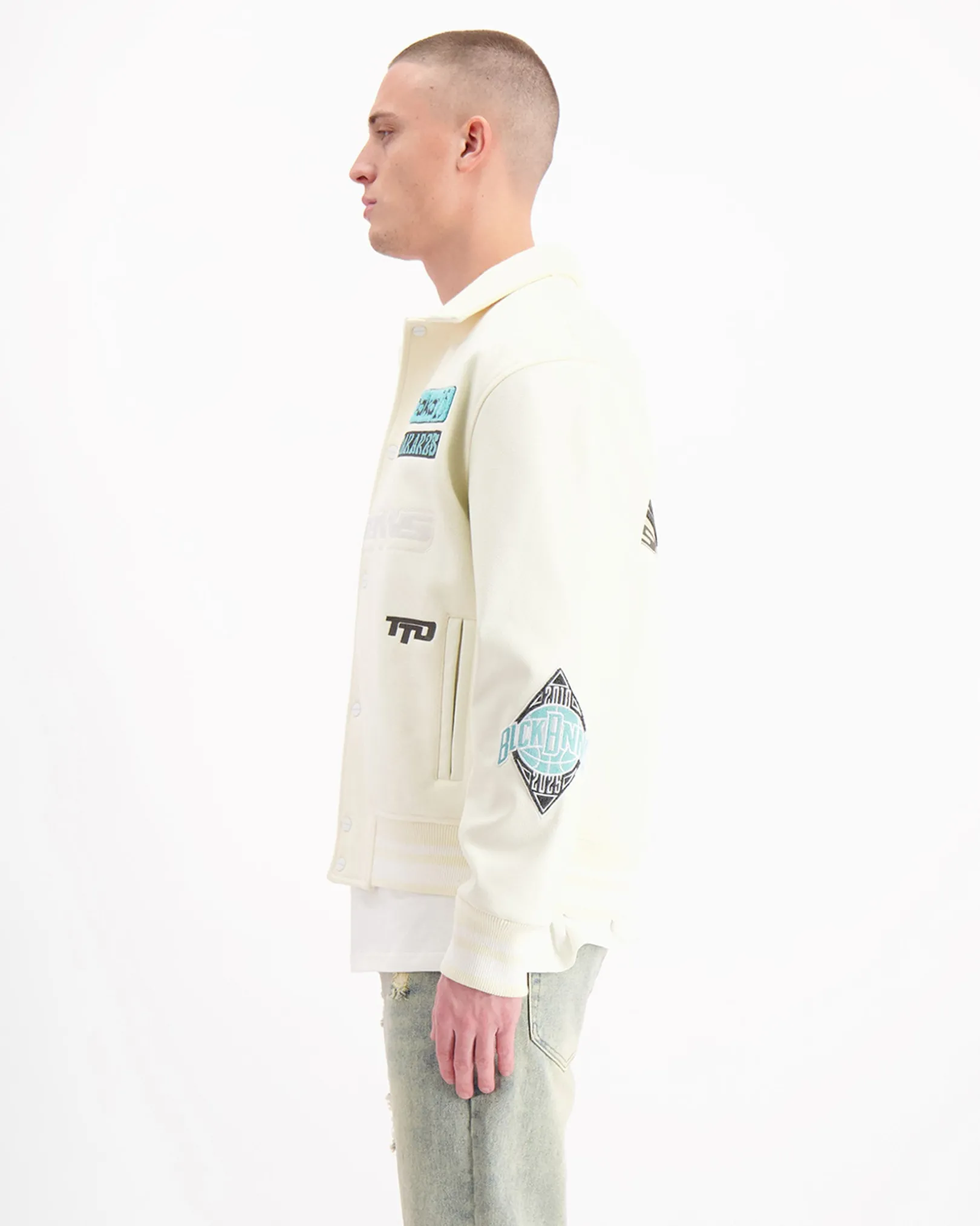 DESERT RACE VARSITY JACKET | Beige