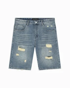 DISTRESSED DENIM SHORTS | Blauw