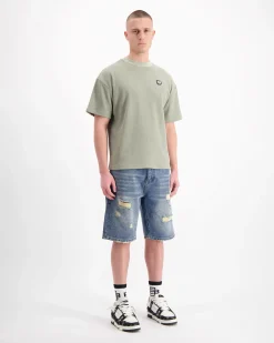 DISTRESSED DENIM SHORTS | Blauw