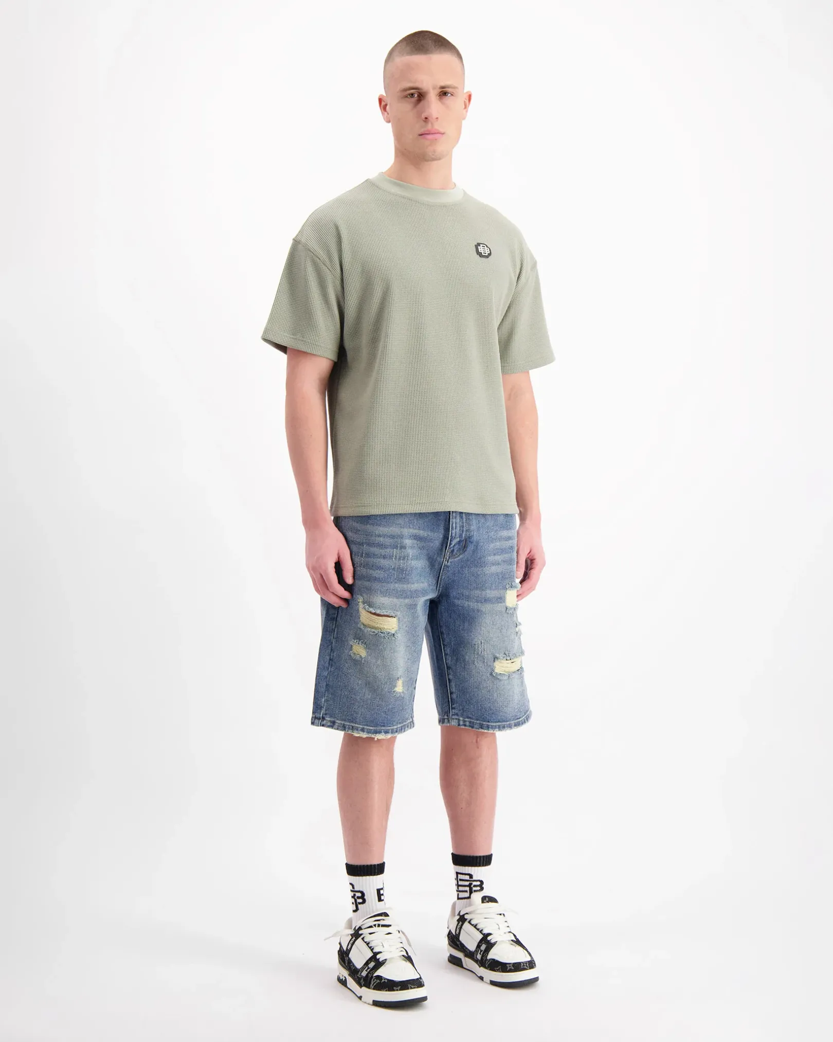 DISTRESSED DENIM SHORTS | Blauw