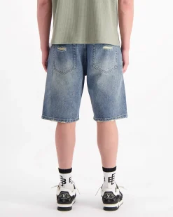 DISTRESSED DENIM SHORTS | Blauw