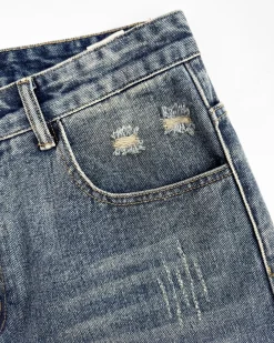 DISTRESSED DENIM SHORTS | Blauw