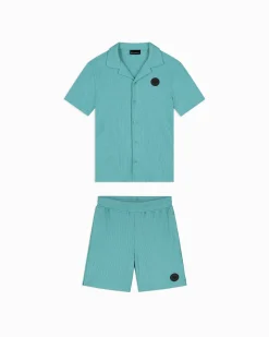 KIDS WAFFLE SHIRT SET | Groen