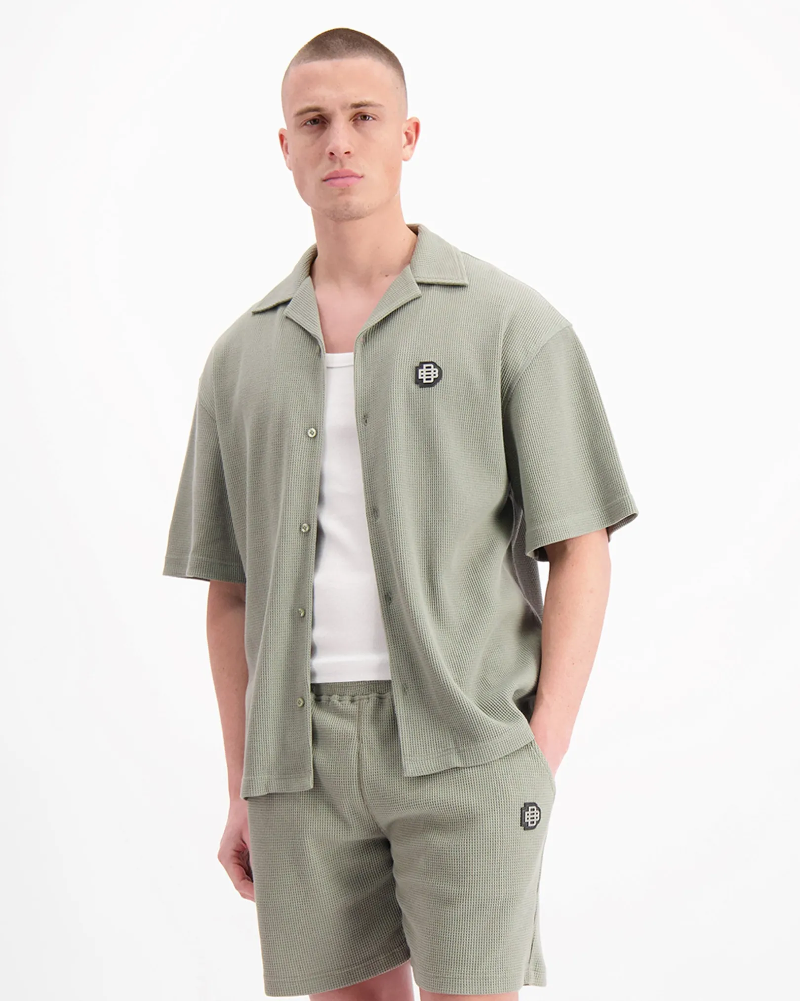 MONOGRAM WAFFLE SHIRT | Groen