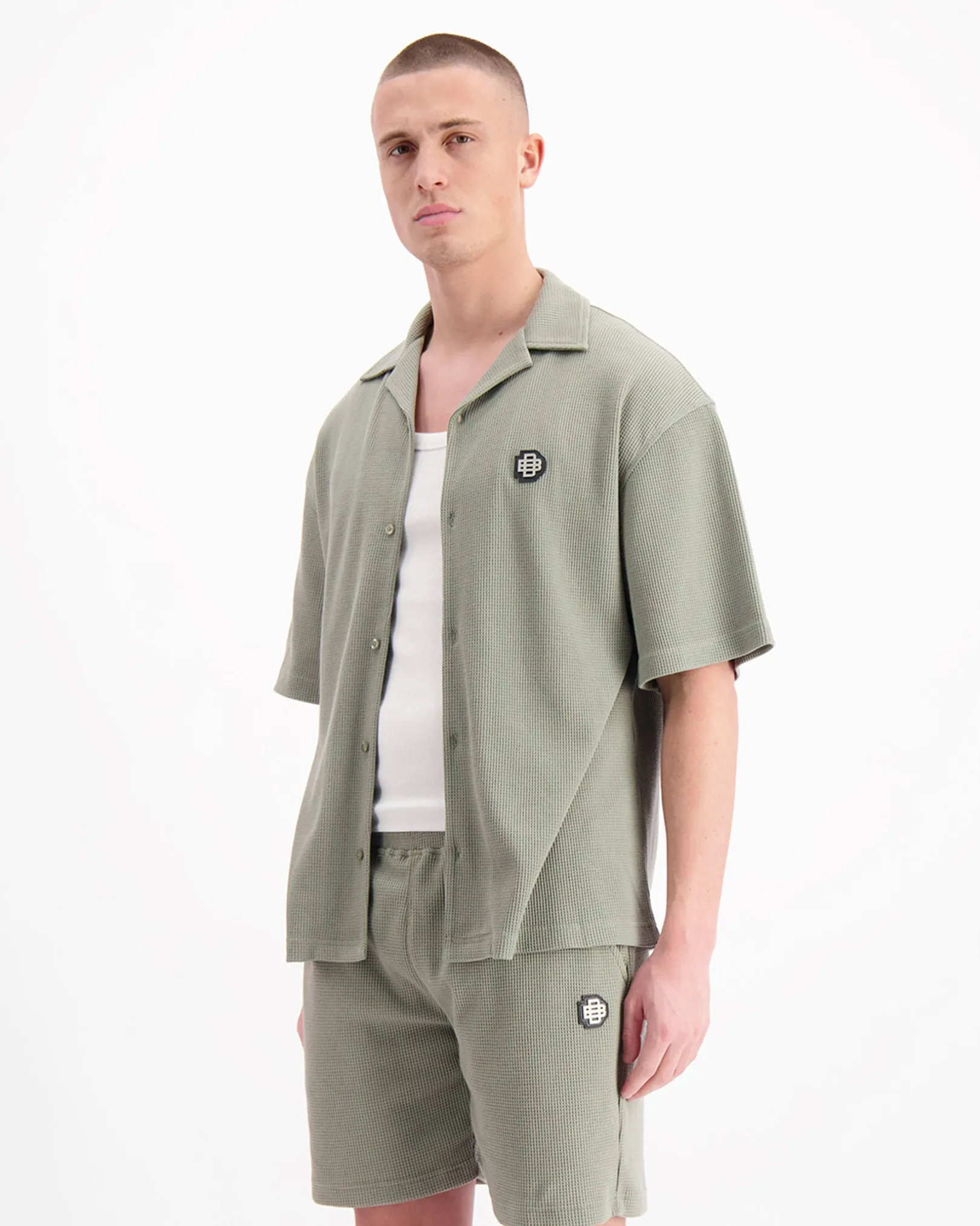 MONOGRAM WAFFLE SHIRT | Groen