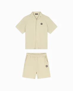 MONOGRAM WAFFLE SHIRT SET | Beige