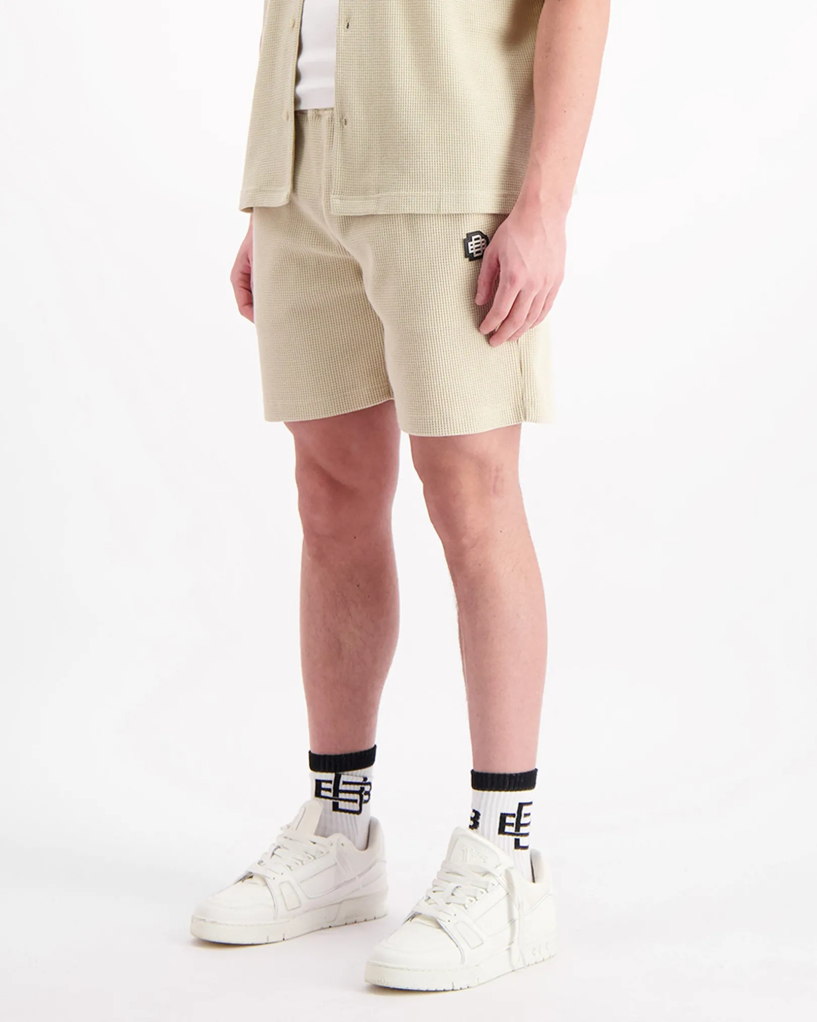 MONOGRAM WAFFLE SHORTS | Beige