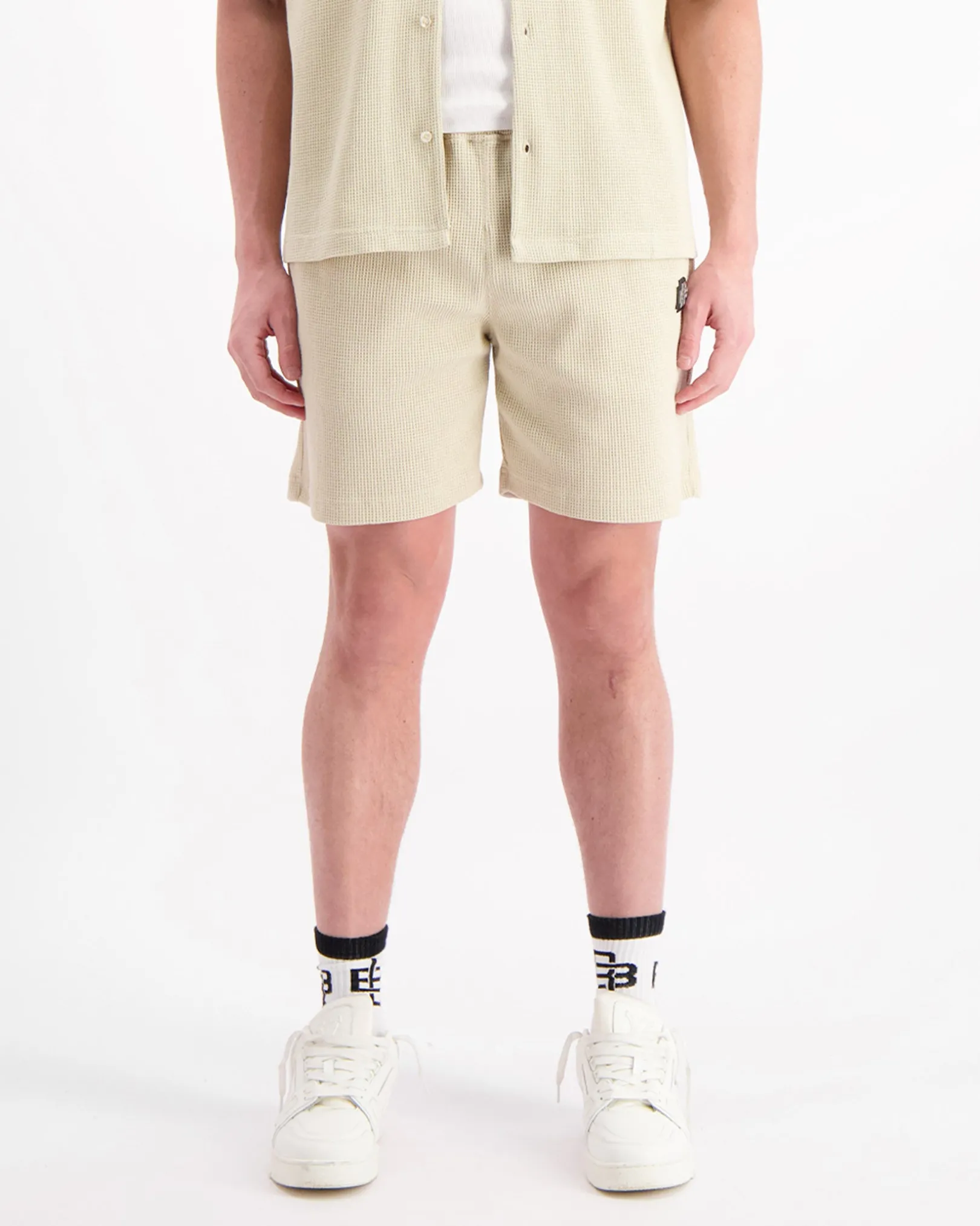 MONOGRAM WAFFLE SHORTS | Beige