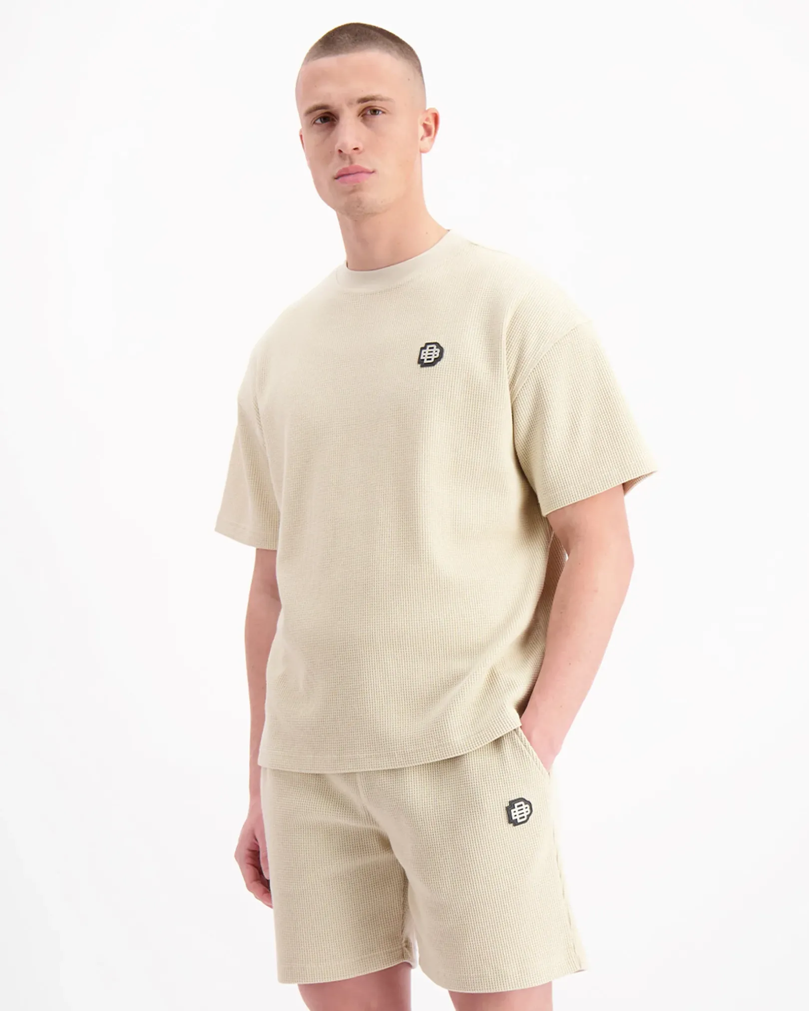 MONOGRAM WAFFLE T-SHIRT | Beige