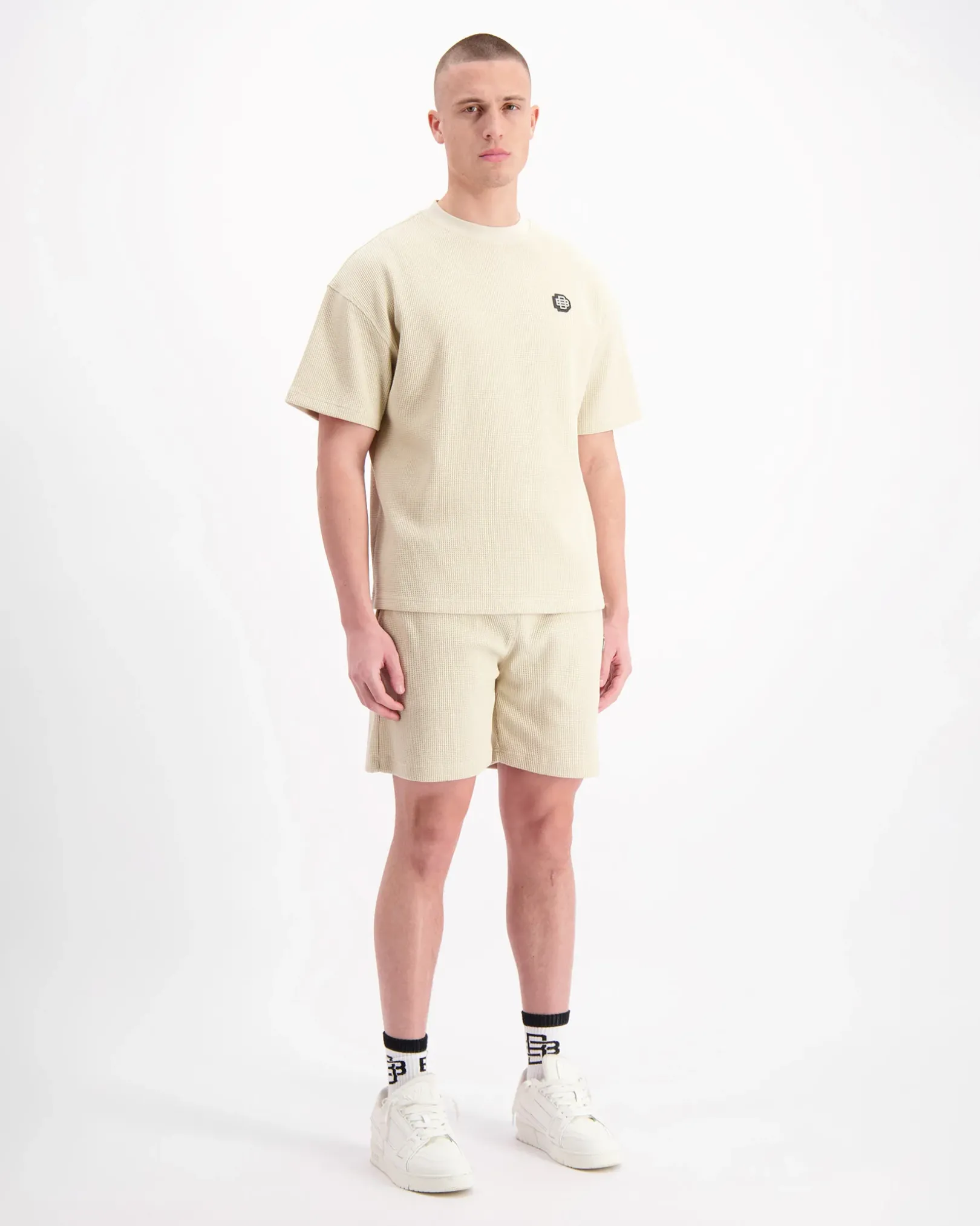MONOGRAM WAFFLE T-SHIRT | Beige
