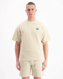 MONOGRAM WAFFLE T-SHIRT | Beige