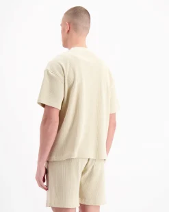 MONOGRAM WAFFLE T-SHIRT | Beige