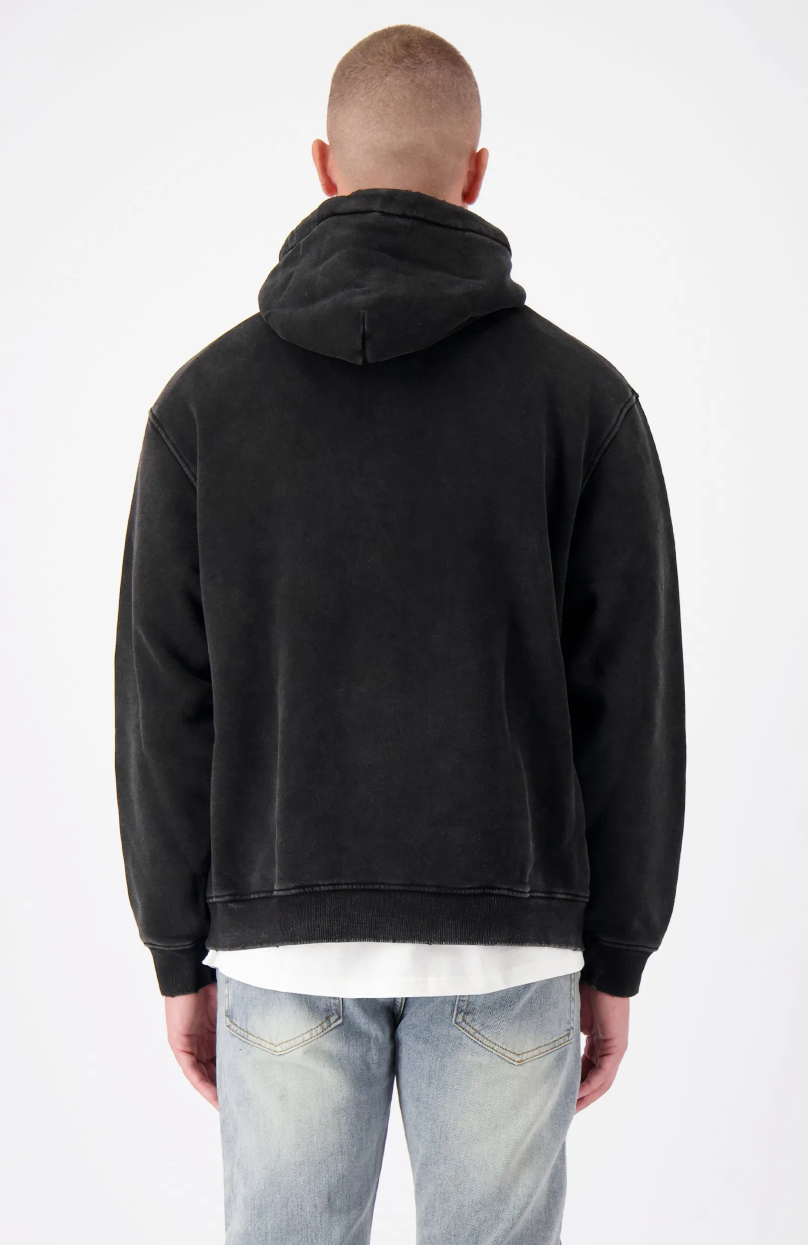 RIBCAGE HOODIE | Zwart gewassen