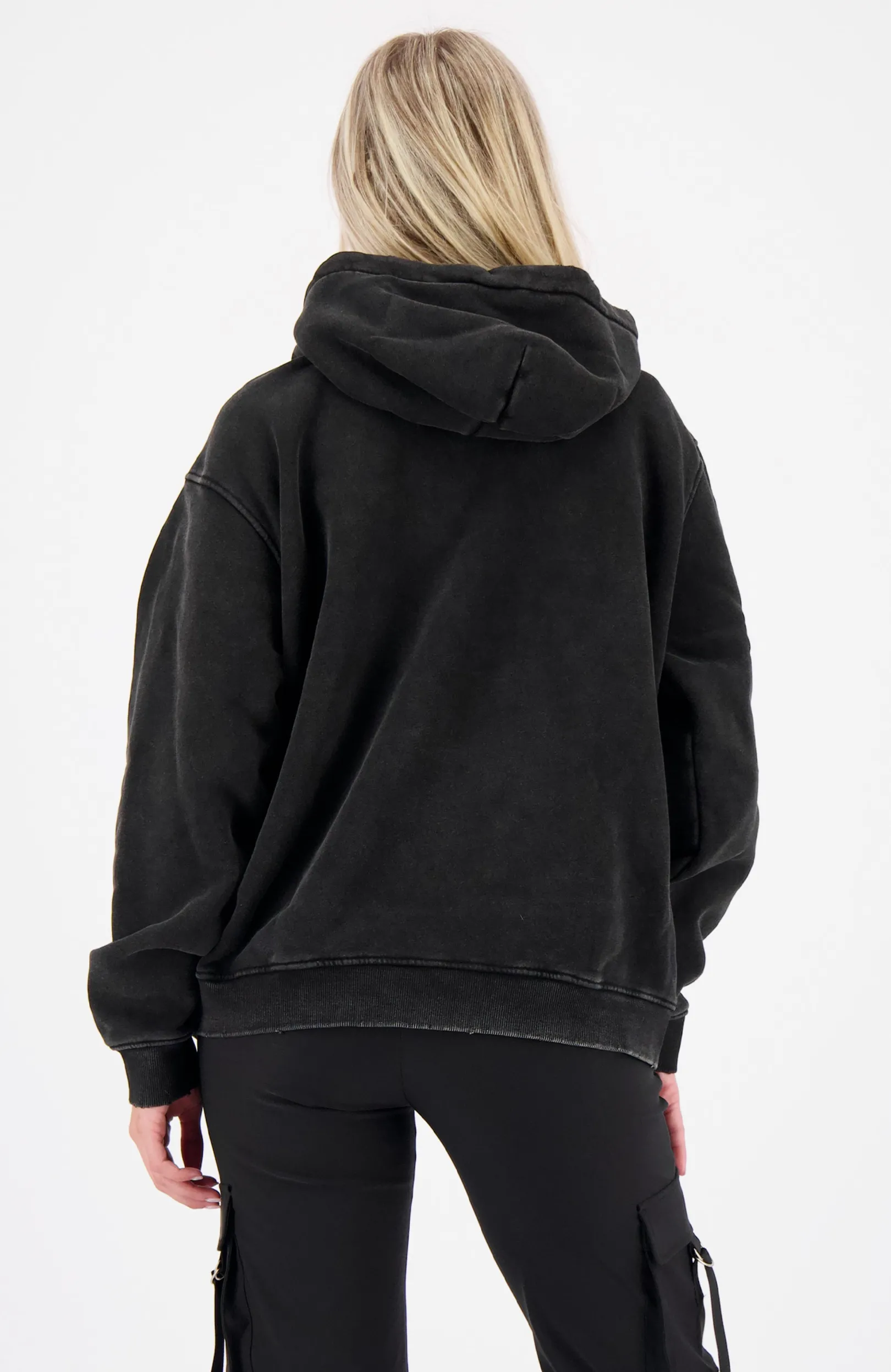 RIBCAGE HOODIE | Zwart gewassen