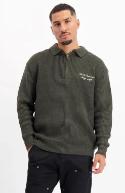 ZWART KNIT HALF ZIP Zwart