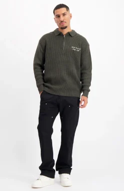 ZWART KNIT HALF ZIP Zwart